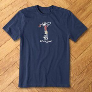 Golfing Stick Figure Graphic Tee Navy
